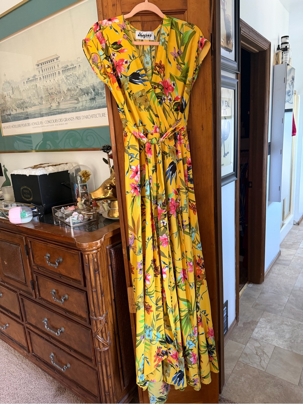 Meghan LA Yellow Floral Wrap Maxi Dress